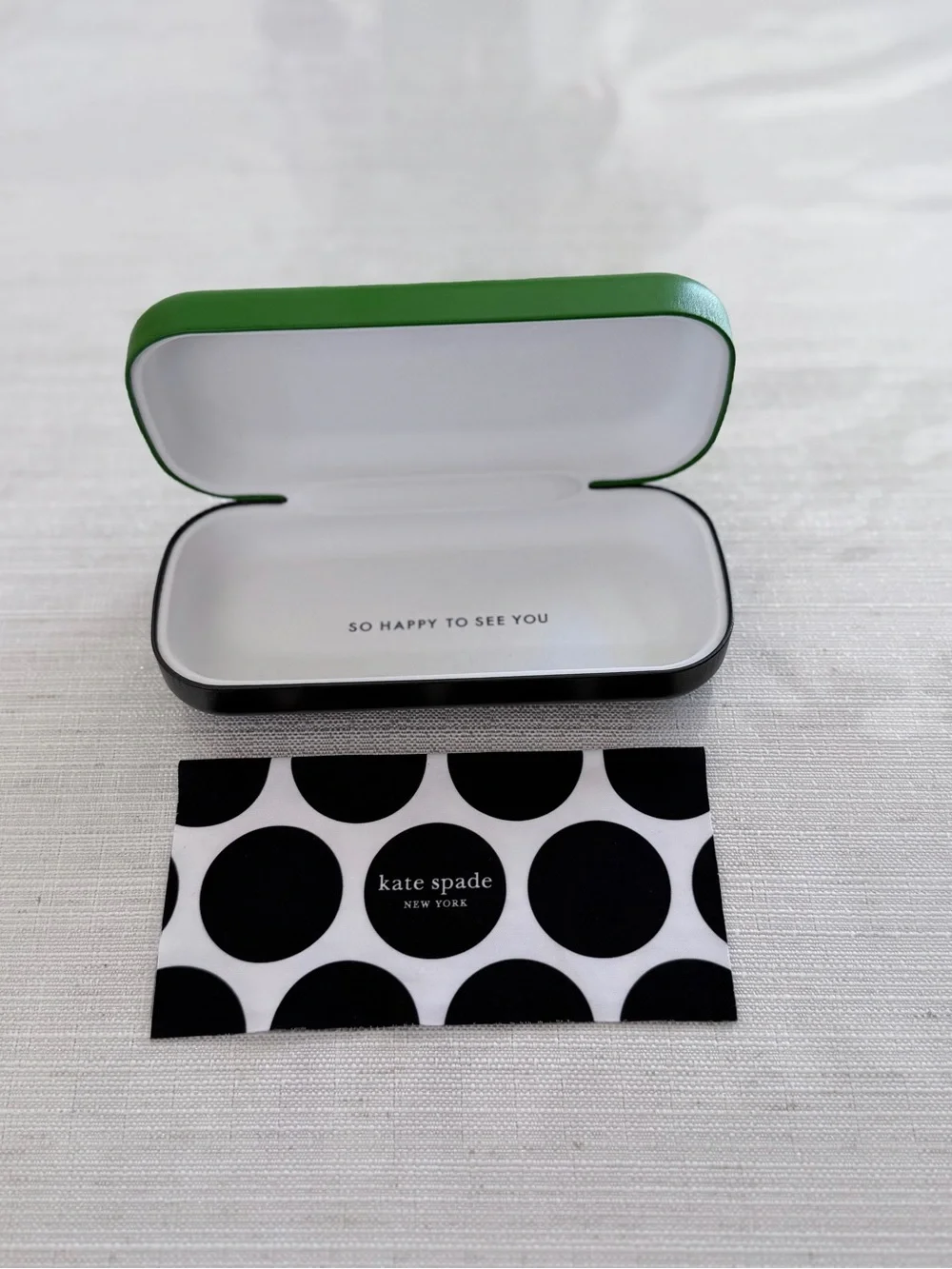 kate spade Green and Black Eyeglass Case with polka dot cloth - Picture 1 of 8